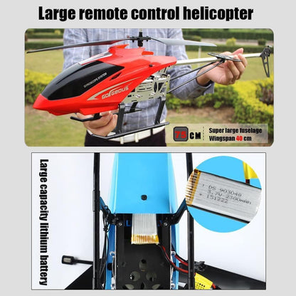 YUEQISM Red Large Fall Resistant RC Helicopter 3.5 Channels Remote Control Helicopter Toys Gift with LED Light Night, with 2 Batteries