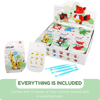 LOUFOR Air Dry Clay Kits - Modeling Clay for Kids, Ultra Light & Soft, Safe & Non-Toxic, DIY Airdryclay Kit with Sculpting Tools and Tutorials, Creatible Art Crafts Toys Gifts for Boys Girls