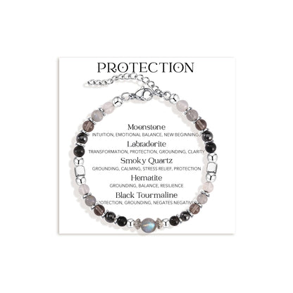 Evil Eye Bracelets Protection Bracelet for Women, Moonstone Bracelet Jewelry with Energy Protection, Tourmaline Hematite Natural Healing Stone Bracelets Emotional Spiritual Hope Jewelry (P)
