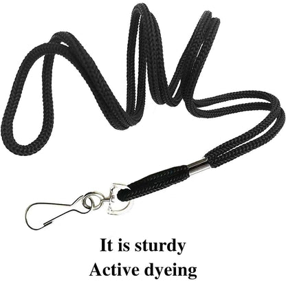 KAKAMINA 120 Pack Badge Lanyards, for ID Badges, Black Lanyard Badge Holder Office Business Card Lanyards Key Lanyards Students ID Card with 18" Inch and J Hook(Black)