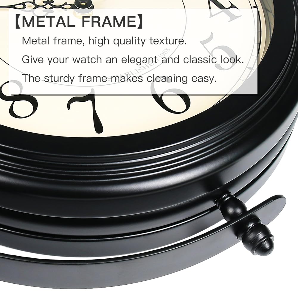 BESTIME 66264B 16-Inch Double Sided Metal Wall Clock with Black Frame.Sturdy Frame,Easy Read,Garden,Home Décor,Indoor,Outdoor,Farmhouse,Yard,Station,Office,Photography Props.