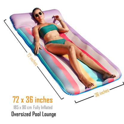 PARENTSWELL Oversized Pool Float - 72" x 36", X-Large, Fabric-Covered Pool Lounger with Headrest
