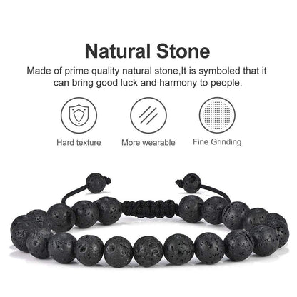 M MOOHAM Gifts for Male Coworkers Mens - Natural Black Lava Rock Stone Mens Anxiety Tiger Eye Bracelets Adjustable Aromatherapy Essential Oil Diffuser Healing Bracelet