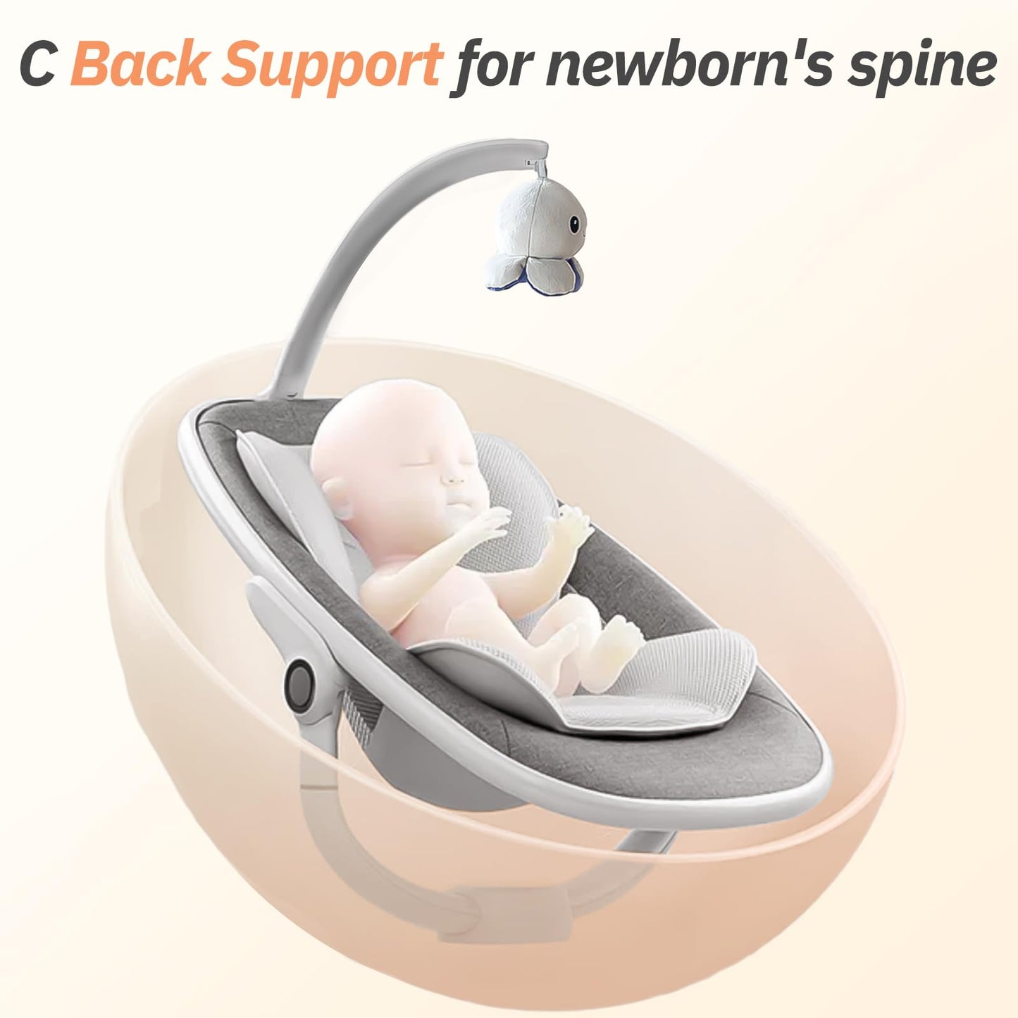VaVaSoo Electric Baby Swing for Infants Mamroo 6 Motion Automatic Newborn Baby Rockers for Girl & Boy with Remote Control, 5 Speed, 13 Melodies, Dark Gray