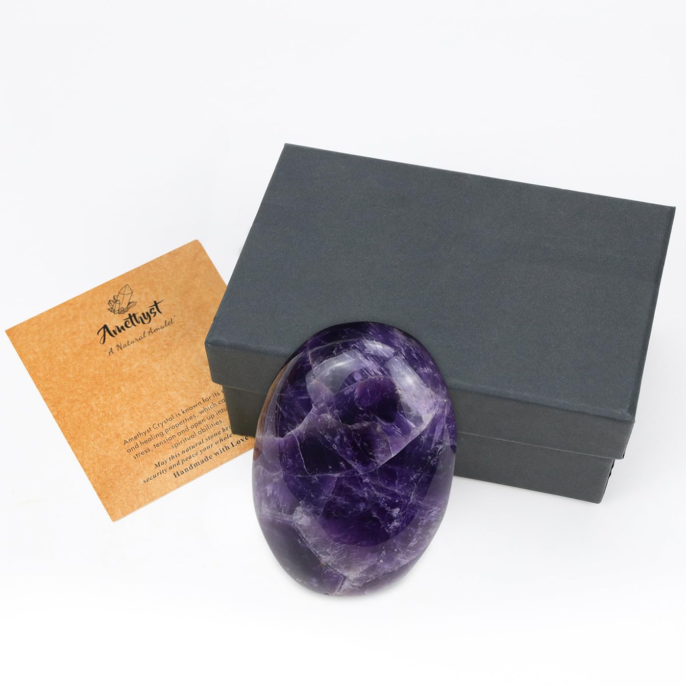 MAIBAOTA 2.4" Amethyst Crystal Healing Crystals Amethyst Stone 0.7" Thick Crystals and Healing Stones Natural Reiki Gemstone Worry Stone Energy Balancing Anxiety Stress Relief Meditation 1 Pc