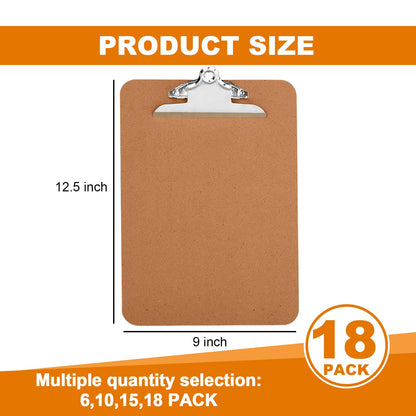 HERKKA 18 Pack Hardboard Office Clipboards - A4 Letter Size, ECO Friendly