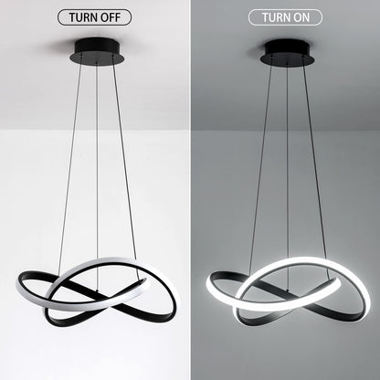 MAYNA Modern LED Pendant Light Fixture, Contemporary LED Chandelier with Irregular Ring Lights, Adjustable Modern Chandeliers for Dining Room Kitchen Entryway Living Room Bedroom, 6000K Daylight