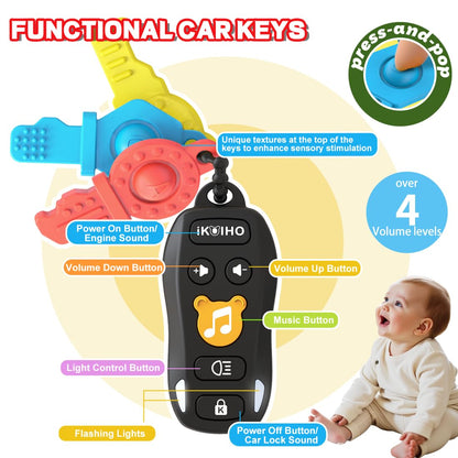 Baby Phone Baby Keys Toys Set, Bilingual Play Phone and Toy Keys for Toddlers 1-3, Musical Early Learning Toys with Sounds Lights for 1 Year Old Boys Girls Infant Age 6+ Months