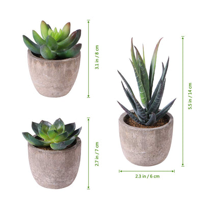 Cabilock Ounona 3pcs Artificial Succulent Plants Set with Pots - Realistic Faux Mini Succulents for Home, Office, and Aesthetic Decor - Perfect for Desk, Living Room, and Bathroom