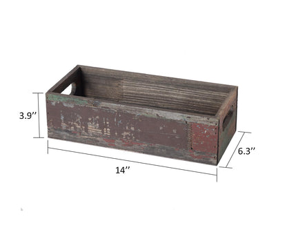 TIMRIS Farmhouse Distressed Wooden Storage Box, Rustic Bathroom Decor Box, Decorative Toilet Tank Basket Nice Butt, Solid Reclaimed Wood Organizer Box with Handles (Random)