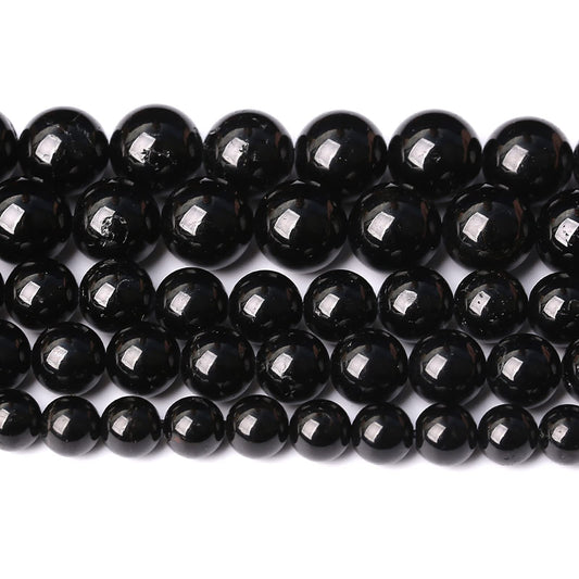 60pcs 6mm AAAA Natural Black Tourmaline Gemstone Beads Round Loose Beads for Jewelry Making DIY Bracelet Necklace