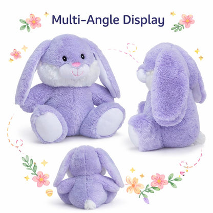 HollyHOME Easter Bunny Stuffed Animal Stuffed Bunny Plush Soft and Cuddly Stuffed Rabbit Easter Gift for Kids Baby Girls 10 inch Purple