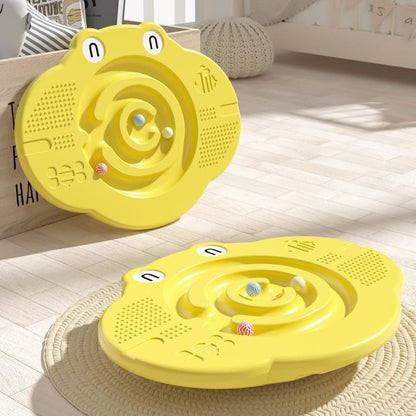 JUNGLE WELL Wobble Balance Board for Kids – Yellow Frog Design with Maze Track & Balls | Dual-Sided Sensory Rocker Board | Non-Slip Tactile Surface | Supports Up to 200lbs | Perfect for Toddlers & Parent-Child Play
