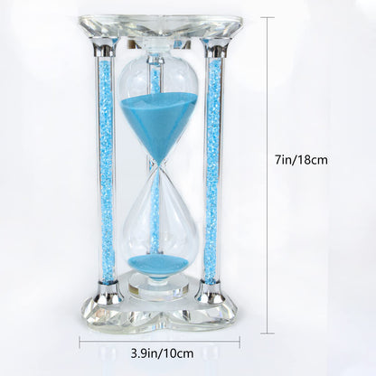 60 Minutes Sand Timers,Heart Shaped Crystal Hourglass, Sand Clock with Gift Box (Blue)