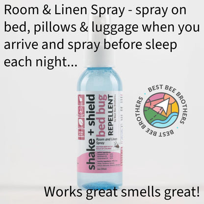 Best Bee Brothers Shake + Shield Room & Linen Bed Bug Spray – Non-Greasy Bug Spray Made with Plant-Based Ingredients, 8 Oz. + 2 Oz.