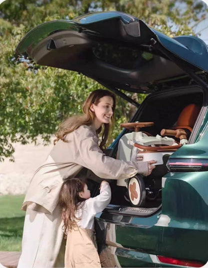MUMUBOO 3-in-1 Push Ride-On Car Stroller with Automatic Rocking | Innovative Baby & Toddler Solution - No Batteries, No Charging, Just Push & Rock (Beige)