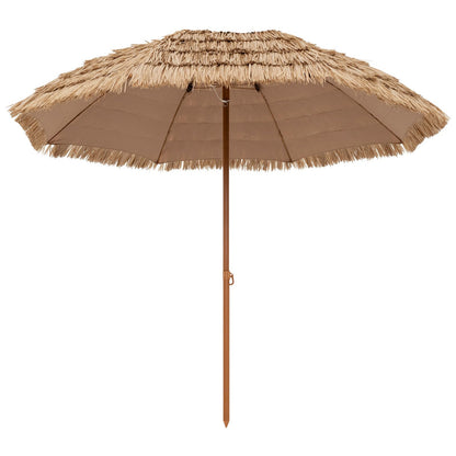 Tangkula 8Ft Tiki Patio Umbrella, UPF50+ Hawaiian Style Outdoor PE Grass Umbrella with 8 Ribs, Portable Thatched Beach Umbrella for Garden, Yard, Poolside
