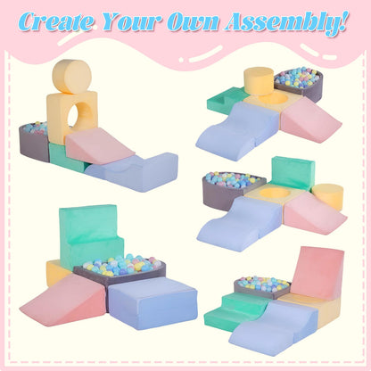 HHH HIKECUCAN Climbing Toys for Toddlers 1-3, Foam Climb Blocks for Baby，6-Piece Baby Climbing Crawling Toys Soft Foam Blocks Activity Play Set (Balls not Included)