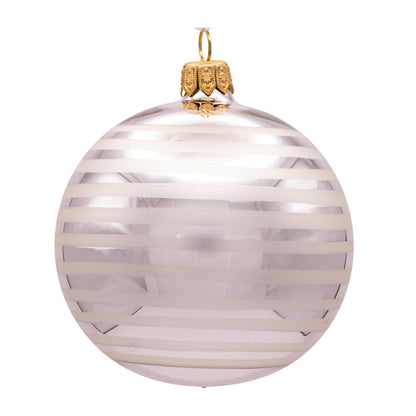Luxury Handcrafted European Glass Christmas Ball Ornaments - Set of 6 - Silver & White - Satin & Shine - 8 cm - Mouth-Blown & Hand-Painted