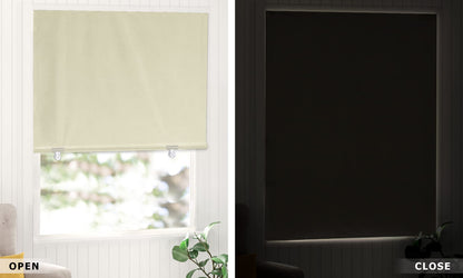 LazBlinds 100% Blackout Roller Shades, No Tools No Drill Cordless Blinds for Windows, Thermal Insulated UV Protection Privacy Window Shades for Bedroom (36''W x 72''H, Cream)