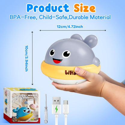 Baby Bath Toys: Bath Whale Toy Sprinkler, Light Up Bath Toys for Kids Ages 1-3, Bathtub Outdoor Water Pool Toys for Toddlers 1 2 3 Year Old, Birthday Gift for Boys & Girls (Grey)