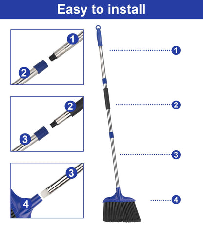 KeFanta 6 Pack Heavy Duty Broom Indoor/Outdoor Commercial Brooms Angle Broom 53 inches for Courtyard Garage Restaurant Lobby Patio Shop Home Kitchen Office Floor