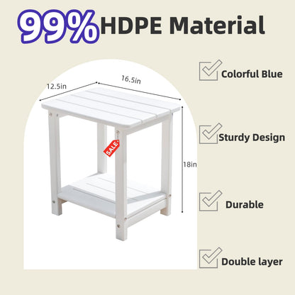 HZLBZYON Adirondack Outdoor Side Table Square，2-Tier Patio Side Table with Weatherproof HDPE Material Low Maintenance Furniture for Backyard Poolside Porch Deck Garden