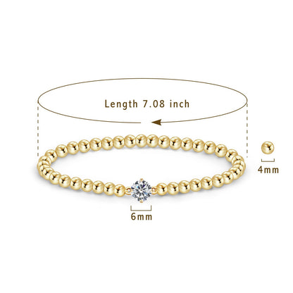 Free Bird Gold Bracelets for Women 14K Gold Plated Stretch Bracelets Dainty Beaded Bracelets Jewelry Gifts for Women, pulseras de oro 14k puro para mujer