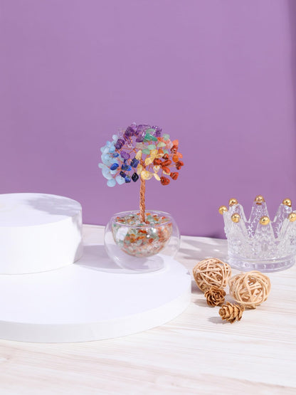 PESOENTH Chakra Tree Crystal Tree of Life,7 Chakra Stones Healing Crystal Gemstone Trees Reiki Positive Energy Gifts for Women Mom Birthday,Spiritual Chakra Decor Gifts for Home Room Office