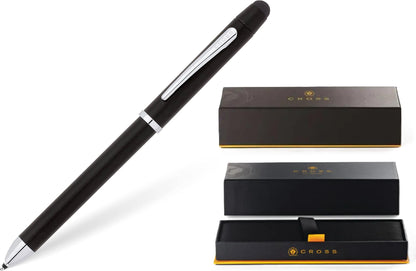 Cross Tech3 Satin Black Multi-function Pen - 0.5 MM Lead Size Pencil, Black Ink Refill, and Red Ink Refill in One Pen.