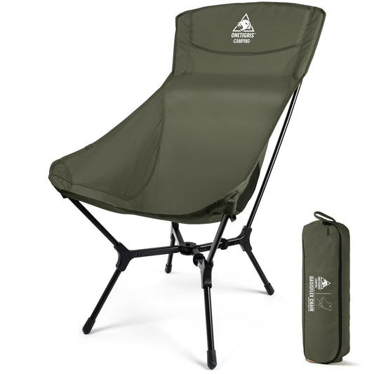 ONETIGRIS OasisFlex Camping Chair,High Back Folding Chair with Carry Bag,Great for Camping,Beach,Picnic,Park,Lawn,Sports and Outdoor Events