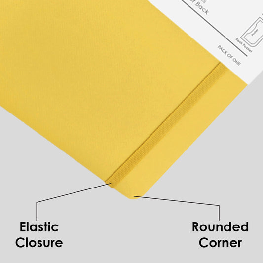 myPAPERCLIP Executive Series A5 Plain Notebook | 192 Pages, 80 GSM, Soft Cover, A5 (5.83 x 8.27 in) | Flat Lay | Bookmark, Elastic Closure & Back Pocket | Yellow