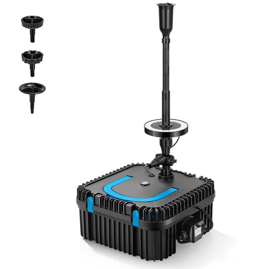 VIVOHOME 690GPH RGB Pond Filter Fountain with 6W LED Lights, 40W Submersible Water Pump with Multi-Stage Filtration for Koi Ponds, Waterfalls, Outdoor Water Features
