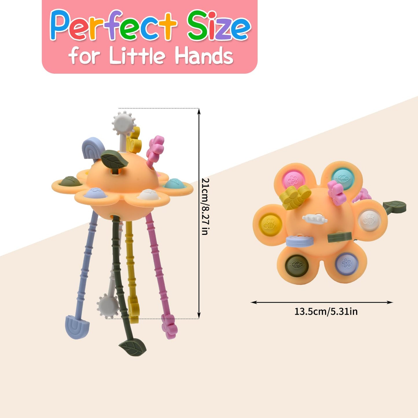 Little Rawr Silicone Baby Sensory Montessori Toys & Pull String Toys for 18 M+, Toddler Birthday Gift Car Seat Airplane Travel Toy for 1 2 Year Old Boy Girl Infant 18 Months Old (Pink)
