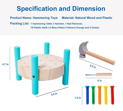 QZJVKBXY Wooden Baby Workbench Pounding Hammer Toy for Toddlers,STEM Educational Preschool Learning Toys for Kids.