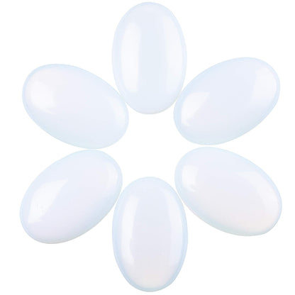 UFEEL Opalite Palm Stone Crystal Natural Chakra Reiki Polished Healing Love Oval Pocket Worry Stone Crystals for Anxiety Stress Relief Therapy