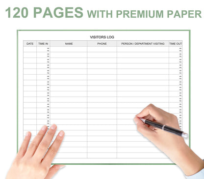 Visitors Register Book - Visitor Log Book with 120 Pages, 9" X 7", Green Hardbound Cover, Wedding Reception and Events Reception Supplies