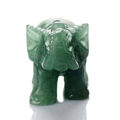 Green Aventurine Elephant 1.5 Inches Statue Crafts Natural Stone Carved Figurine Chakra Carving Stones Healing Reiki Free Pouch (Green Aventurine)