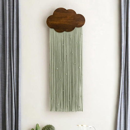 Ansley&HosHo Macrame Wall Hanging, Boho Woven Tapestry, Modern Tassel Wall Decor, Handmade Wall Art Tapestry for Bedroom, Living Room, Home, Bohemian Apartment Decoration Ornament Craft (Green Cloud)