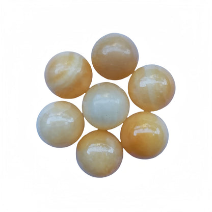 Sunshcat Natural Yellow Jade 0.78 Inchs Crystals and Healing Stone Ball Set,Home Desktop Feng Shui Array Decoration(7 Pieces) ﻿