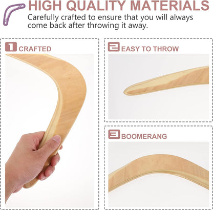 Musaner Wooden Boomerang for Adults, Large, Unisex, Outdoor Activity, 14.50x8.45x0.20 Inch, 1PCS