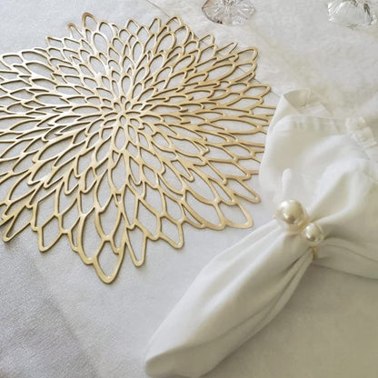 KESOTE Set of 12 Pearl Napkin Rings, Gold Napkin Ring Holders for Formal or Casual Dinning Table Decor