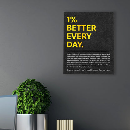 Inspirational Canvas Wall Art,Positive Quotes Wall Decor,1 Percent Better Every Day Motivational Wall Art for Office Home Classroom Gym