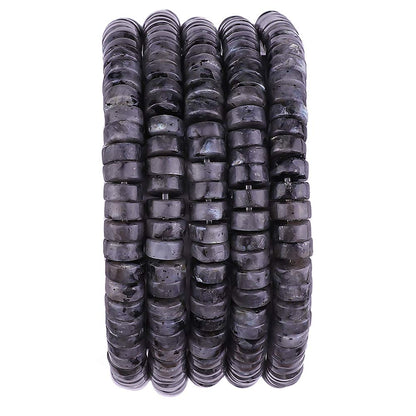 BEADIA Natural Black Spectrolite Spacer Beads Caps Loose Semi Gemstone for Beading Jewelry Making 6mmx3mm 38cm