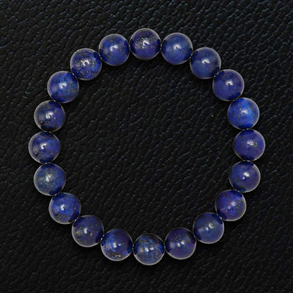 Forziani 10mm Lapis Lazuli Beaded Bracelet for Men - Prosperity and Wisdom - Stretch Navy Blue Gemstone Beads Mens Bracelet - Made in USA - Gift For Him