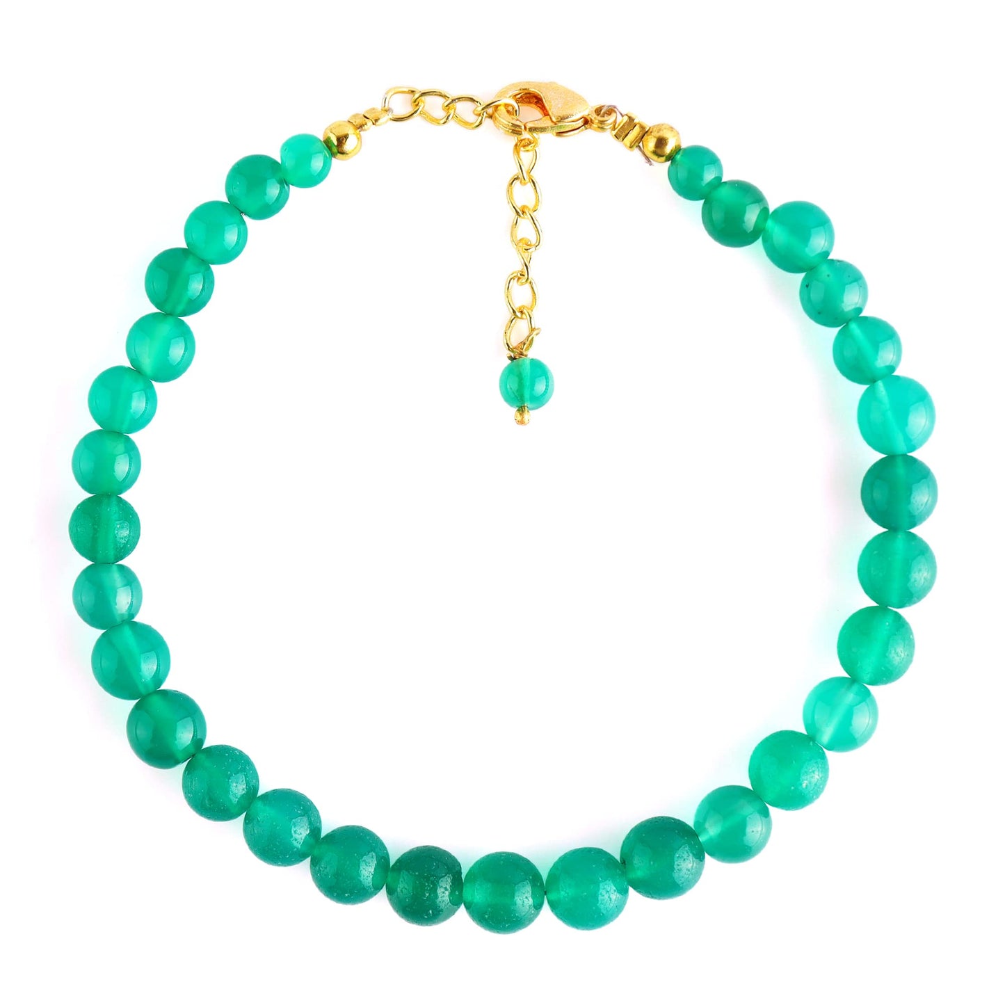 Natural Green Onyx Gemstone Plain Rounds With Ball Bracelet for Women, Crystal Gems Healing Bracelets, Chakra Stone Bead Bracelets, Stone Weight Approx 33 to 35 Carats Stone Size Approx 2 to 2.5mm