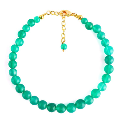 Natural Green Onyx Gemstone Plain Rounds With Ball Bracelet for Women, Crystal Gems Healing Bracelets, Chakra Stone Bead Bracelets, Stone Weight Approx 33 to 35 Carats Stone Size Approx 2 to 2.5mm