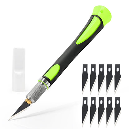 EHDIS Precision Hobby Knife Set Utility Craft Knife Kit with 10PCS Blades for Art, Working-Stencil, Scoring, Scrapbooking, Architecture Modeling, Crafting (Green)