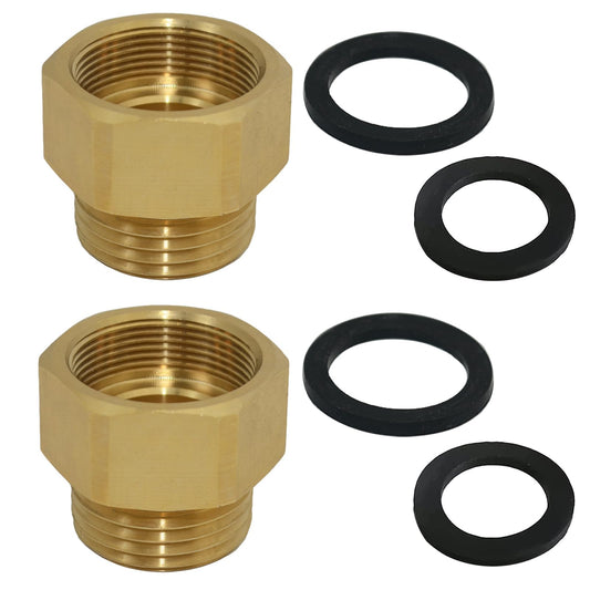 2 Pcs Hose Bib Adapter with Washers 1-1/16" Fine Thread (Female), to 3/4 GHT Male Hoses, 1'' ID, Faucet Fitting