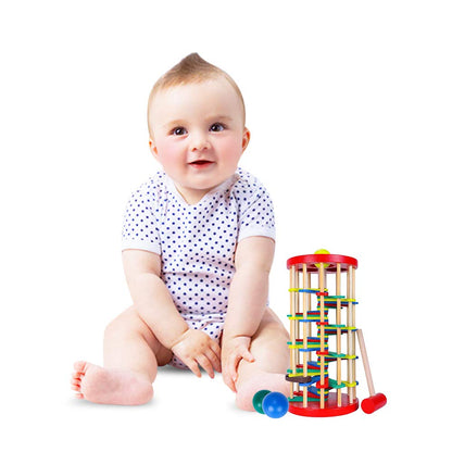 AVIUDHE Wooden Ball Drop Toy Kids Pounding Bench Hammer Pound Roll Ramp Toys Children Educational Montessori Gift for 3 4 5 Years Old Babies and Toddlers